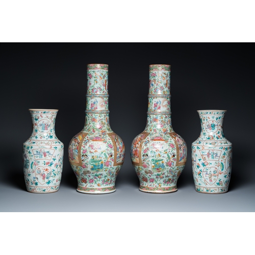 24 - Two pairs of Chinese famille rose vases, 19th C.H.: 59 cm (the tallest)