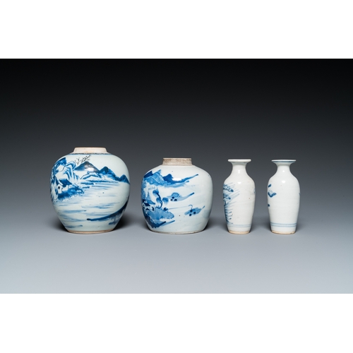 30 - Eight various Chinese blue and white vases, 18/20th C.H.: 25,5 cm (the tallest vase) H.: 12,5 cm (th... 