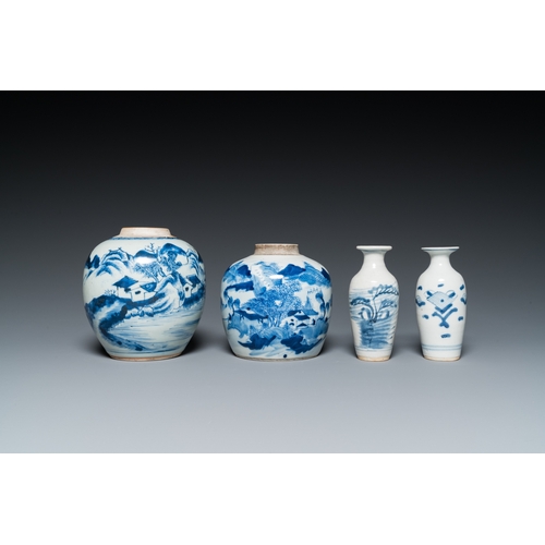 30 - Eight various Chinese blue and white vases, 18/20th C.H.: 25,5 cm (the tallest vase) H.: 12,5 cm (th... 