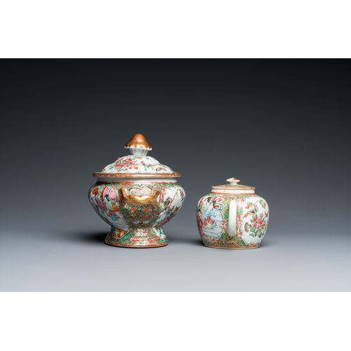 4 - A varied collection of Chinese Canton famille rose porcelain, 19th C.L.: 21 cm - H.: 15,5 cm (the tu... 