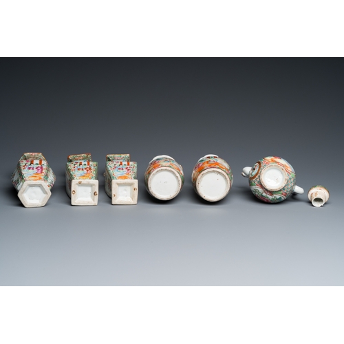 4 - A varied collection of Chinese Canton famille rose porcelain, 19th C.L.: 21 cm - H.: 15,5 cm (the tu... 