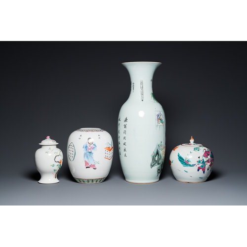 5 - Four Chinese famille rose vases, 19/20th C.H.: 59 cm (the tallest)