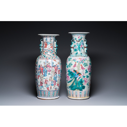 52 - Four Chinese famille rose vases, 19/20th C.H.: 61,5 cm (the tallest)