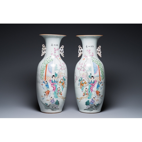 52 - Four Chinese famille rose vases, 19/20th C.H.: 61,5 cm (the tallest)