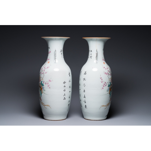 52 - Four Chinese famille rose vases, 19/20th C.H.: 61,5 cm (the tallest)