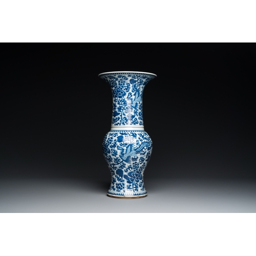 59 - Three Chinese blue and white vases and a monochrome red vase, 19th C.H.: 44,5 cm (the tallest vase)D... 