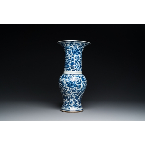 59 - Three Chinese blue and white vases and a monochrome red vase, 19th C.H.: 44,5 cm (the tallest vase)D... 