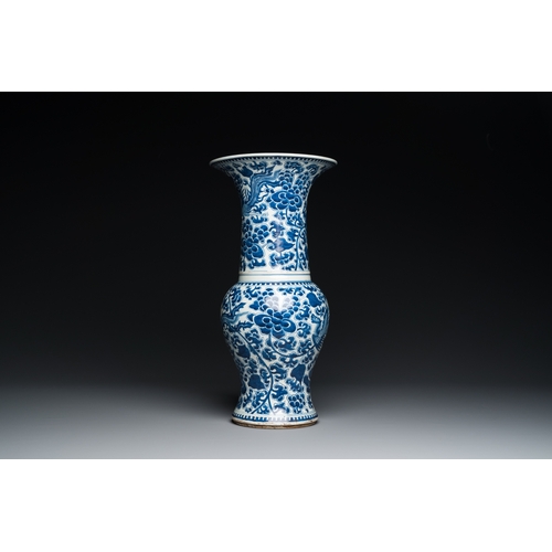 59 - Three Chinese blue and white vases and a monochrome red vase, 19th C.H.: 44,5 cm (the tallest vase)D... 