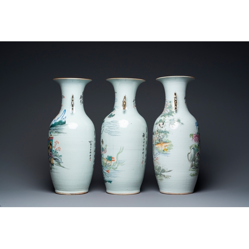 7 - Three Chinese famille rose and qianjiang cai vases, 19/20th C.H.: 57,5 cm
 
 Condition: (UV-checked)... 