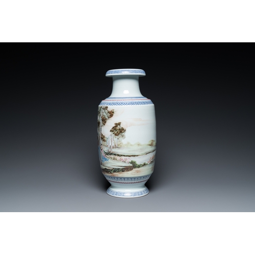 119 - A Chinese famille rose 'musicians' vase, Hongxian mark, RepublicH.: 38,5 cm