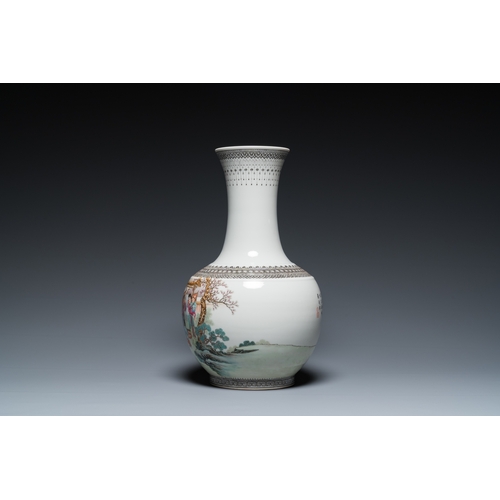 121 - A Chinese famille rose bottle vase, Qianlong mark, RepublicH.: 40 cm