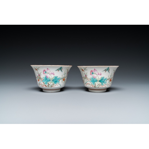 150 - Two Chinese famille rose 'erotic subject' bowls, Kangxi mark, 19th C.Dia.: 10,5 cm - H.: 6,5 cm... 