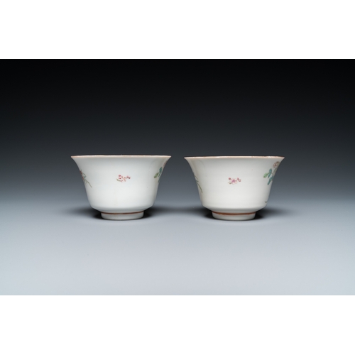 150 - Two Chinese famille rose 'erotic subject' bowls, Kangxi mark, 19th C.Dia.: 10,5 cm - H.: 6,5 cm... 