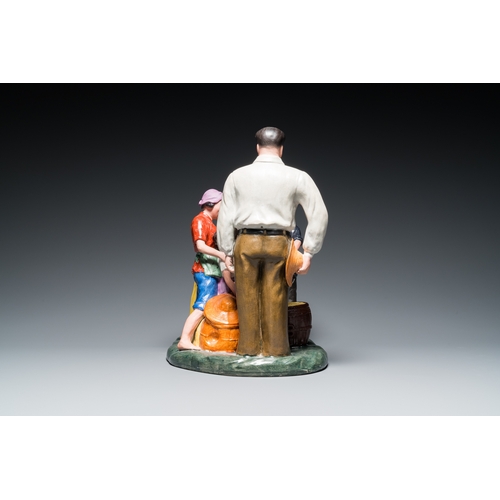 160 - A large Chinese polychrome Cultural Revolution group with Mao, 20th C.H.: 42,5 cm - L.: 41,5 cm... 