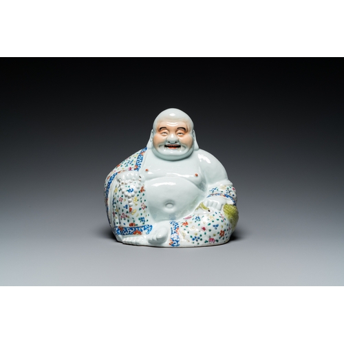 165 - A Chinese famille rose Buddha figure on wooden stand, Zhu Mao Ji Zao æ±èè¨é  mark, RepublicH.: ... 