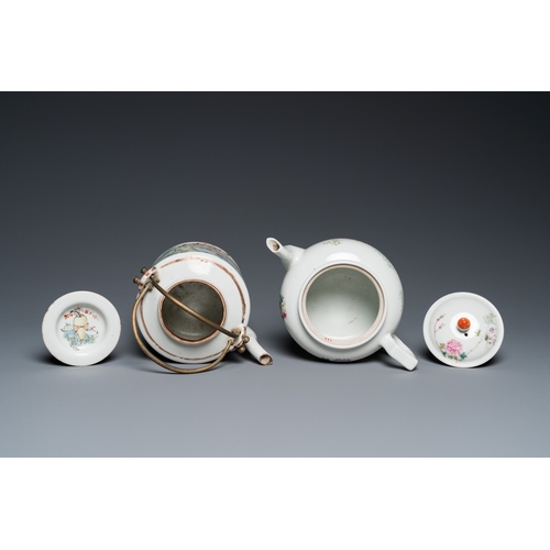 190 - A Chinese qianjiang cai teapot signed Lin Jinshan æè¬¹å and dated 1887 and a famille rose teapot... 