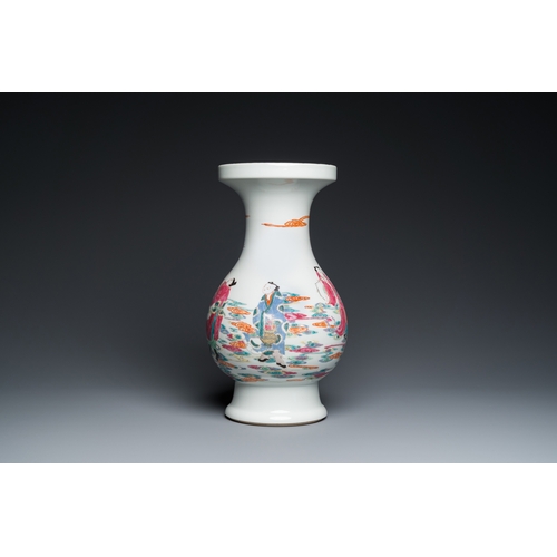 197 - A Chinese famille rose Yongzheng-style vase, 20th C.H.: 45 cm