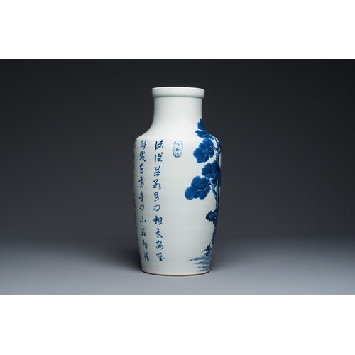 200 - A Chinese blue and white 'deer and crane' vase, Tao Cheng Tang é¶æå  mark, 18/19th C.H.: 42 cm
 ... 