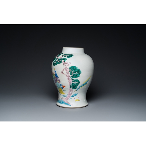 216 - A Chinese famille rose 'Sanxing' vase, YongzhengH.: 35,5 cm