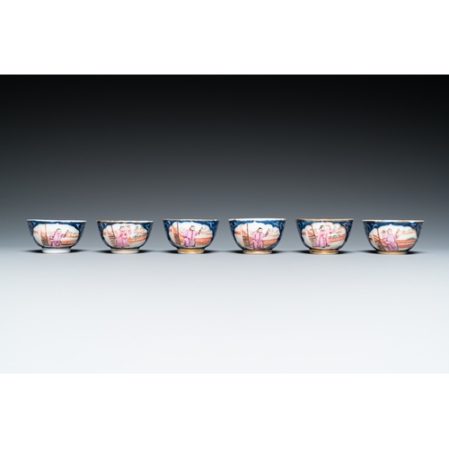 227 - A Chinese famille rose 18-piece 'mandarin subject' tea service, QianlongL.: 20 cm - H.: 14,5 cm (the... 