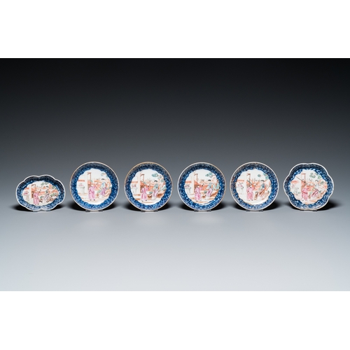 227 - A Chinese famille rose 18-piece 'mandarin subject' tea service, QianlongL.: 20 cm - H.: 14,5 cm (the... 