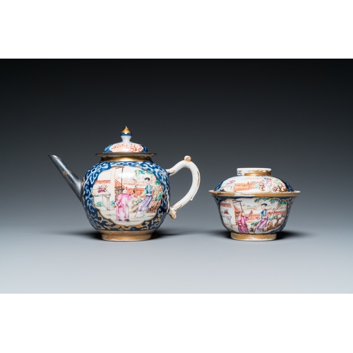 227 - A Chinese famille rose 18-piece 'mandarin subject' tea service, QianlongL.: 20 cm - H.: 14,5 cm (the... 