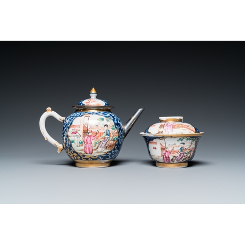 227 - A Chinese famille rose 18-piece 'mandarin subject' tea service, QianlongL.: 20 cm - H.: 14,5 cm (the... 