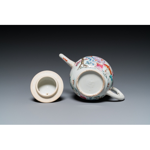 246 - A Chinese famille rose 'lady and child' teapot and cover, 18th C.L.: 20,5 cm - H.: 12,5 cm... 