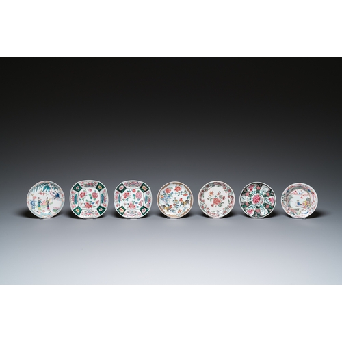 258 - Seven Chinese famille rose cups and saucers, Yongzheng/QianlongDia.: 12,5 cm (the largest saucers) H... 