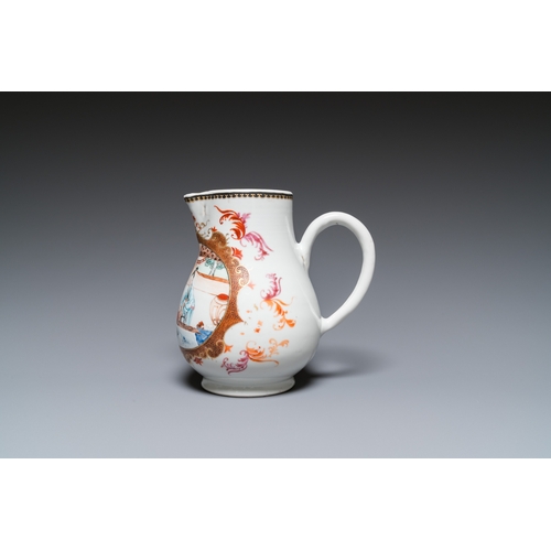 260 - A fine Chinese famille rose jug with a lady with child, Yongzheng/QianlongH.: 16,5 cm - L.: 16,5 cm... 