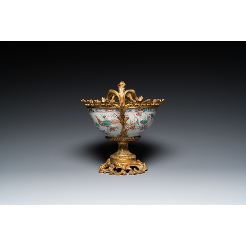 266 - A Chinese gilt bronze-mounted famille rose bowl, YongzhengL.: 36 cm - H.: 27,5 cm (the total size)... 