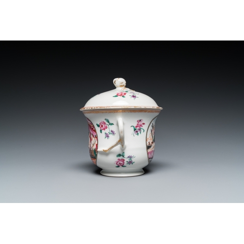 290 - Four pieces of Chinese export porcelain with mythological and romantic subjects, QianlongL.: 14,5 cm... 