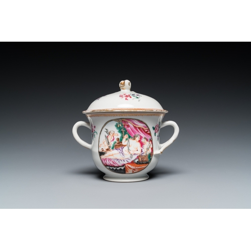 290 - Four pieces of Chinese export porcelain with mythological and romantic subjects, QianlongL.: 14,5 cm... 