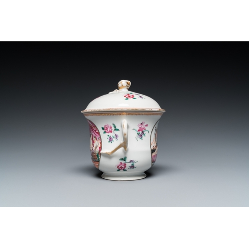 290 - Four pieces of Chinese export porcelain with mythological and romantic subjects, QianlongL.: 14,5 cm... 