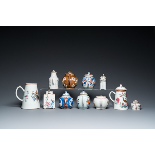 299 - A large selection of Chinese famille rose and Imari-style tea wares, Yongzheng/QianlongH.: 14 cm - L... 