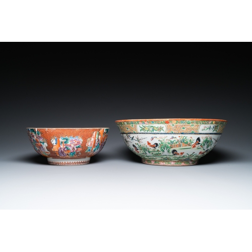 347 - Two Chinese Canton famille rose bowls, a vase and a gilt-lacquered box, Qianlong and laterDia.: 40 c... 