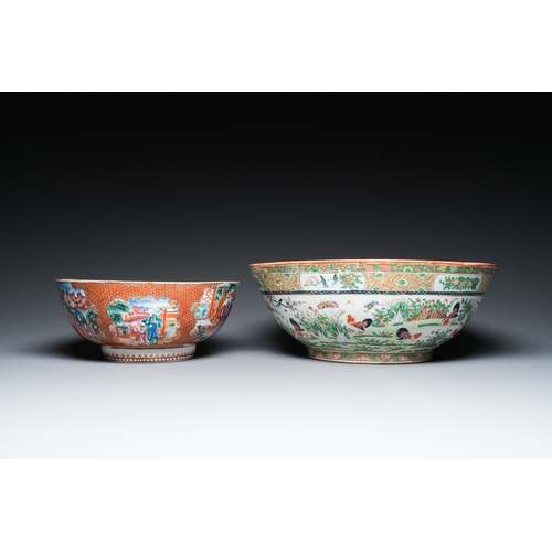 347 - Two Chinese Canton famille rose bowls, a vase and a gilt-lacquered box, Qianlong and laterDia.: 40 c... 