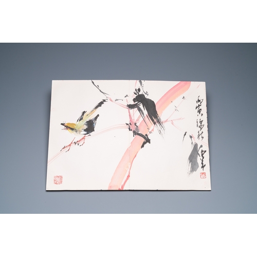 382 - Chinese school: An album of twelve paintings with signatures of celebrities, a.o. Zhao Shaoang è¶å°... 