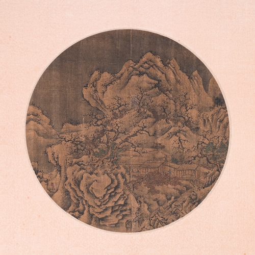 384 - Chinese School: 'Two mountainous landscapes with scholars', ink and colour on silk, probably MingDim... 