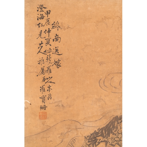 385 - Luo Qing ç¾æ¸ (1821-1899): 'Four scrolls with figures in rocky landscapes', ink and colour on pape... 