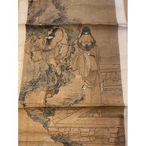 385 - Luo Qing ç¾æ¸ (1821-1899): 'Four scrolls with figures in rocky landscapes', ink and colour on pape... 