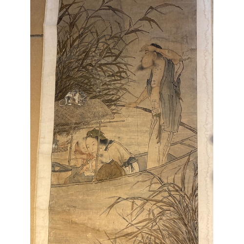 385 - Luo Qing ç¾æ¸ (1821-1899): 'Four scrolls with figures in rocky landscapes', ink and colour on pape... 