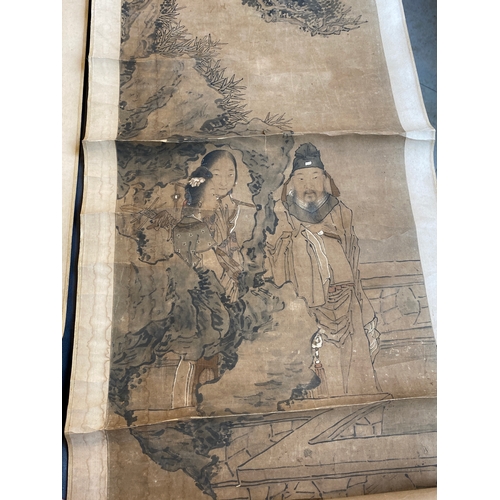 385 - Luo Qing ç¾æ¸ (1821-1899): 'Four scrolls with figures in rocky landscapes', ink and colour on pape... 