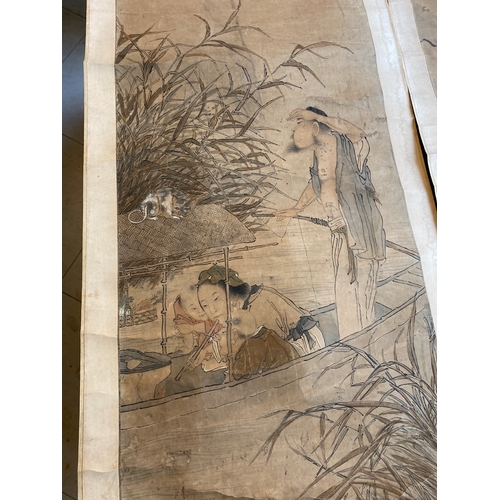 385 - Luo Qing ç¾æ¸ (1821-1899): 'Four scrolls with figures in rocky landscapes', ink and colour on pape... 