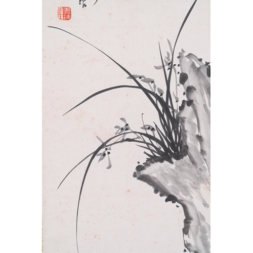 387 - Zhang Boju å¼µä¼¯é§ (1898-1982): 'Orchid', ink on paperDim.: 196,5 x 44,5 cm (the scroll)Dim.: 120 ... 