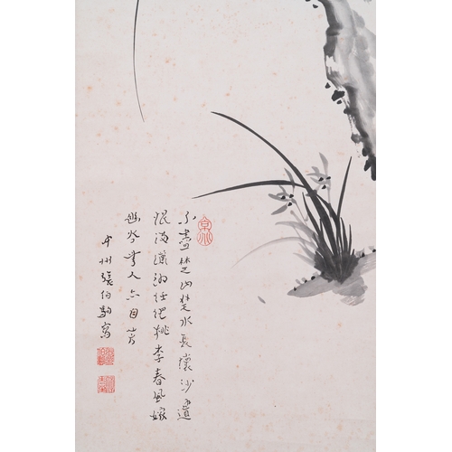 387 - Zhang Boju å¼µä¼¯é§ (1898-1982): 'Orchid', ink on paperDim.: 196,5 x 44,5 cm (the scroll)Dim.: 120 ... 