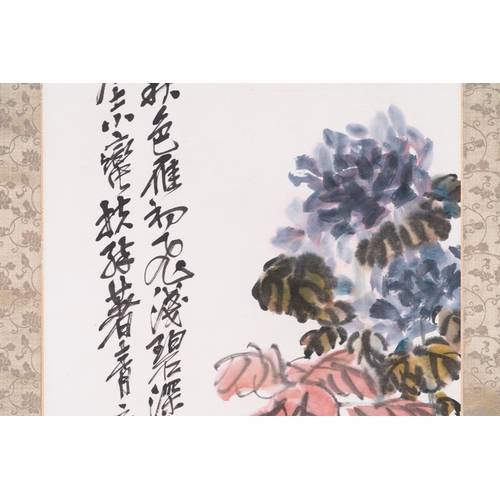 390 - Follower of Wu Changshuo å³æç¢© (1844-1927): 'Autumn', ink and colour on paper, dated 1914Dim.: 1... 