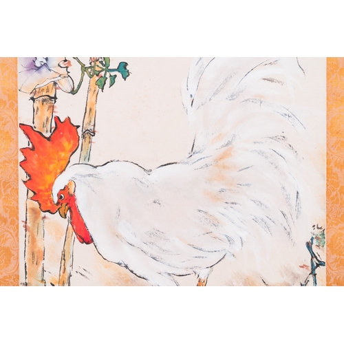 391 - Yang Shanshen æ¥åæ·± (1913-2004): 'Rooster', ink and colour on paper, dated 1960Dim.: 180 x 50,5 ... 