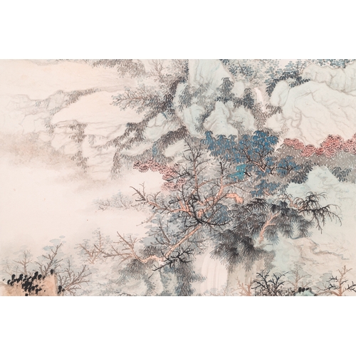 392 - Wang Jiqian çå­£é· (1906-2003): 'Landscape with waterfall', ink and colour on paper, dated 1996Di... 