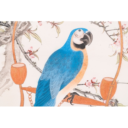 398 - Attributed to Tian Shiguang ç°ä¸å (1916-1999): 'Parrot', ink and colour on paper, dated 1944Dim.... 